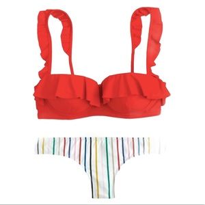 J. Crew Ruffle Underwire Eco Surf Hipster Bikini NWT